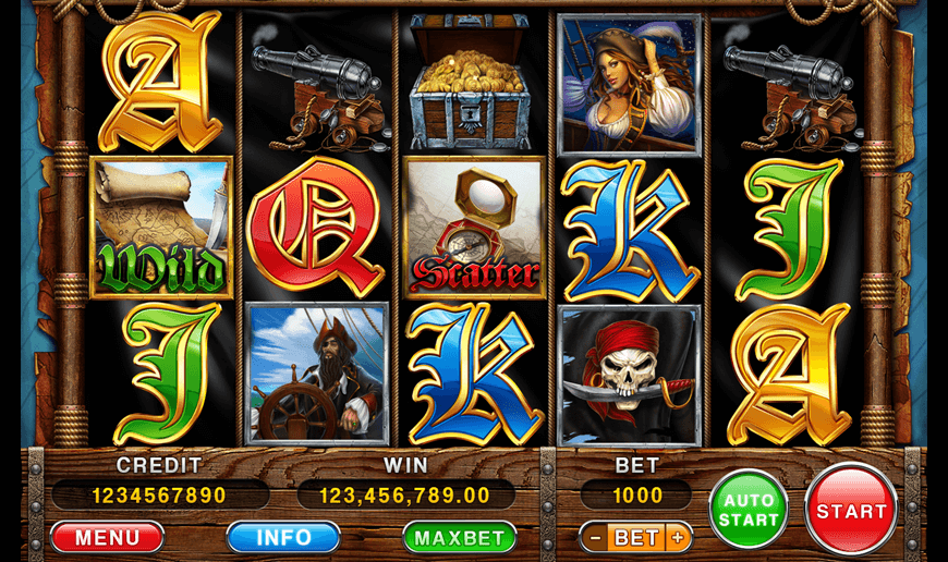 Game reels of the slot machine "Rich Pirates"