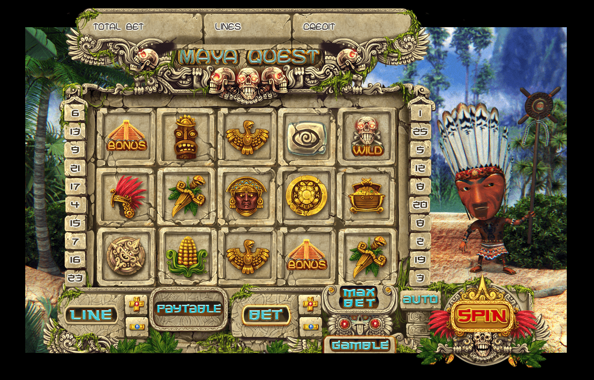 Maya symbols at slot machine