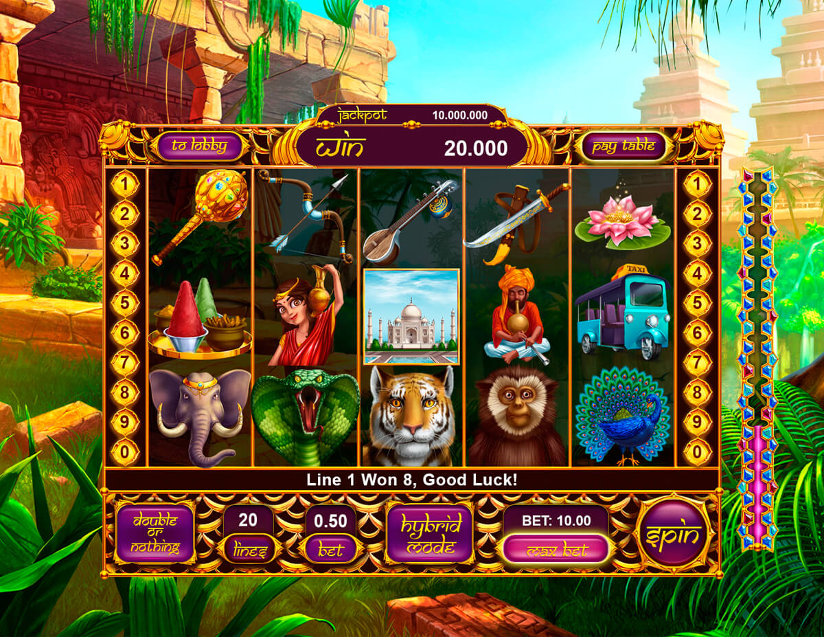 Slot machine "India Dreams" game reels