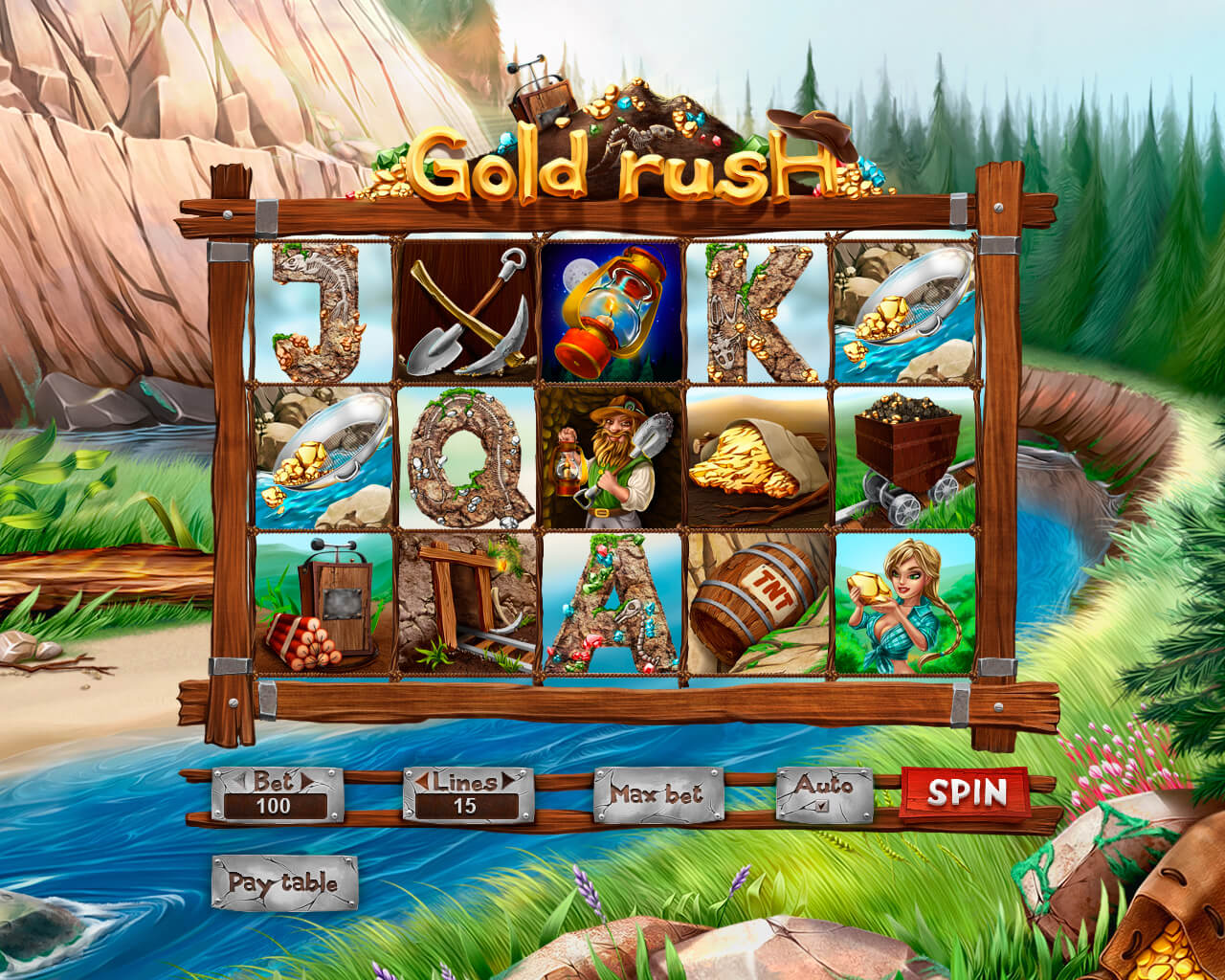 Game reel of slot machine "Gold Rush"