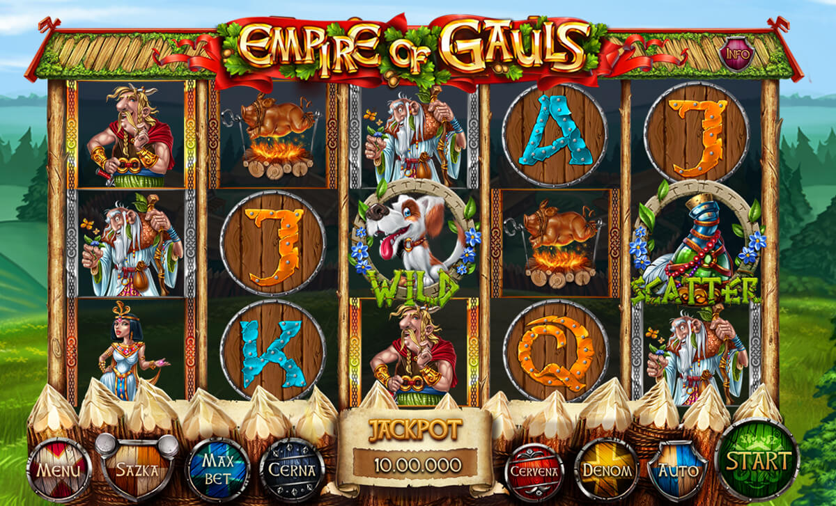Design of game reels for the slot machine "Empire of Gauls" Gauls symbols. icons, characters
