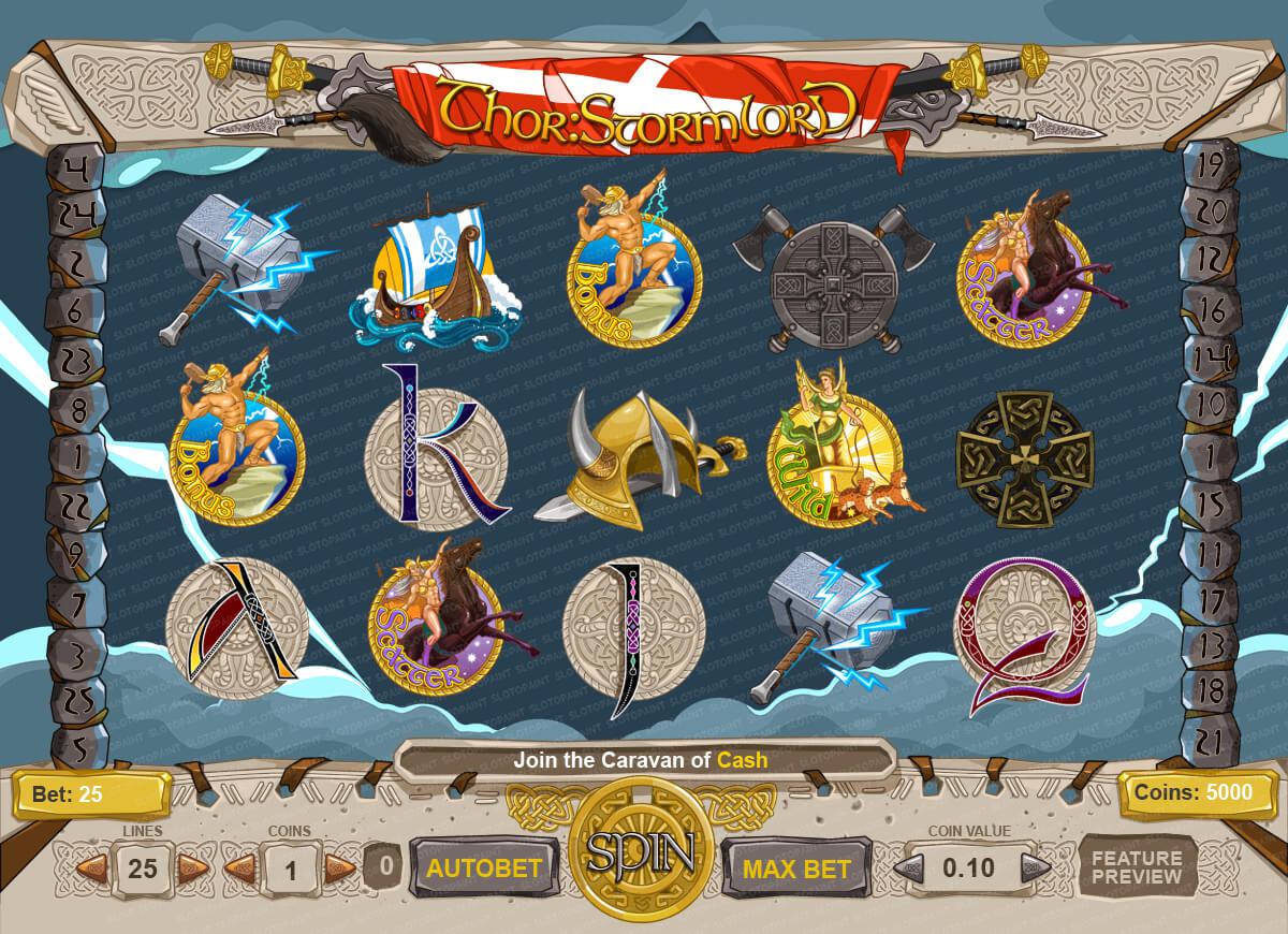 Design of background of the slot machine "Thor: Stormlord"