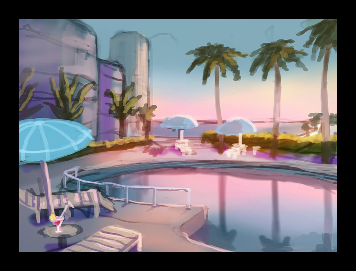 Sketchily versions of the background images for the slot machine "Beauties Romance"