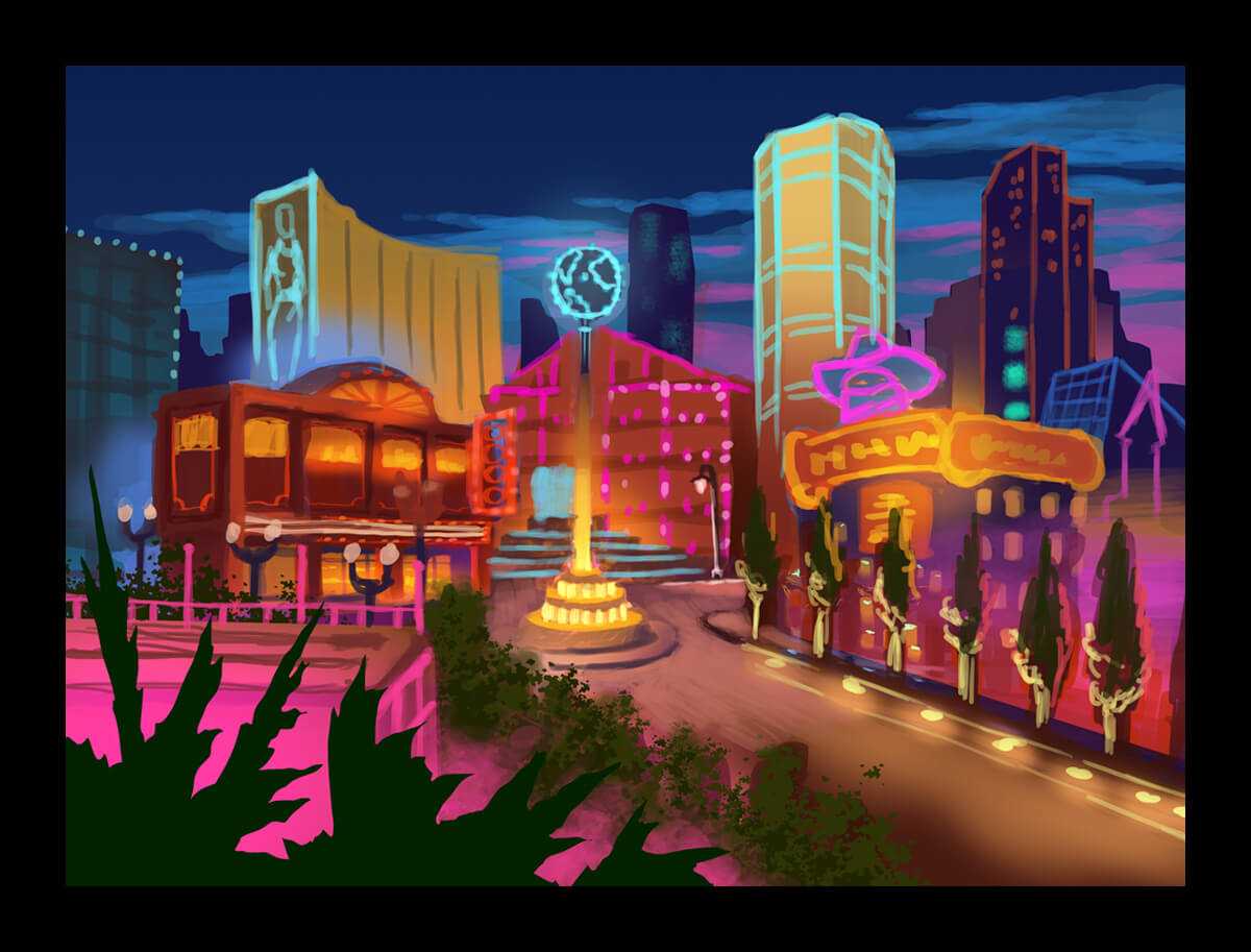 Background sketch for the game machine "Beauties Romance"