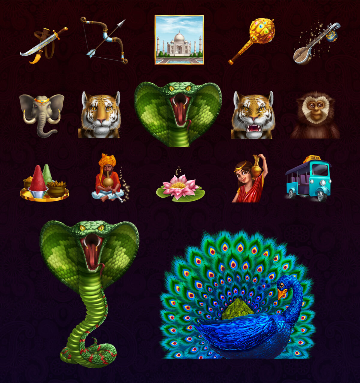 Development of preliminary sketches of gaming symbols for the slot machine "India dreams"