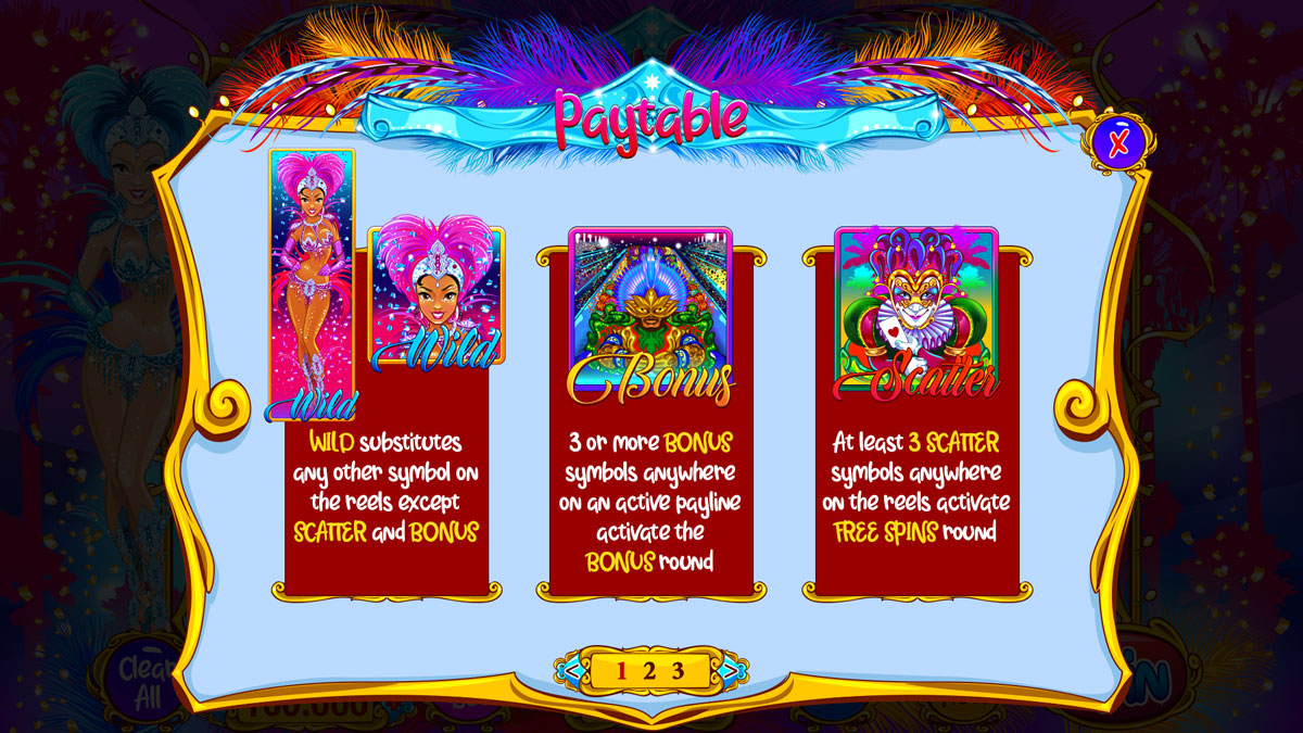 Brazilian Carnival paytable