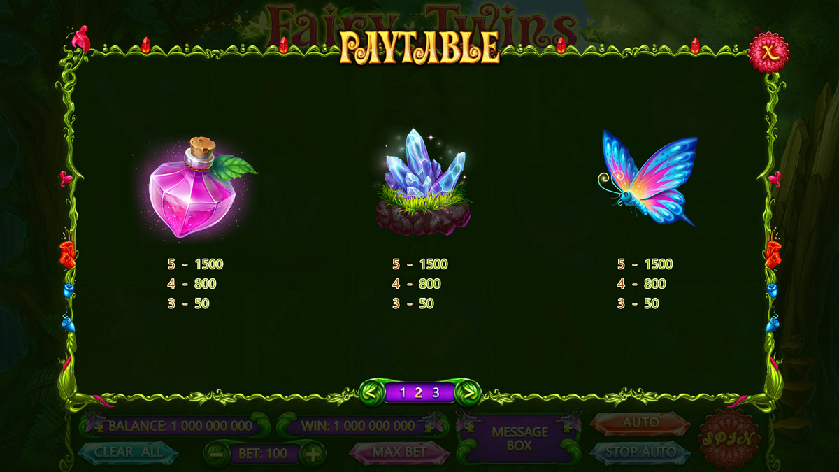 Fairy Twins paytable