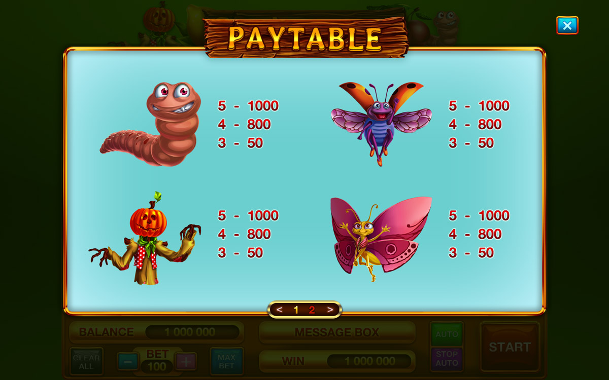 Garden Cross paytable