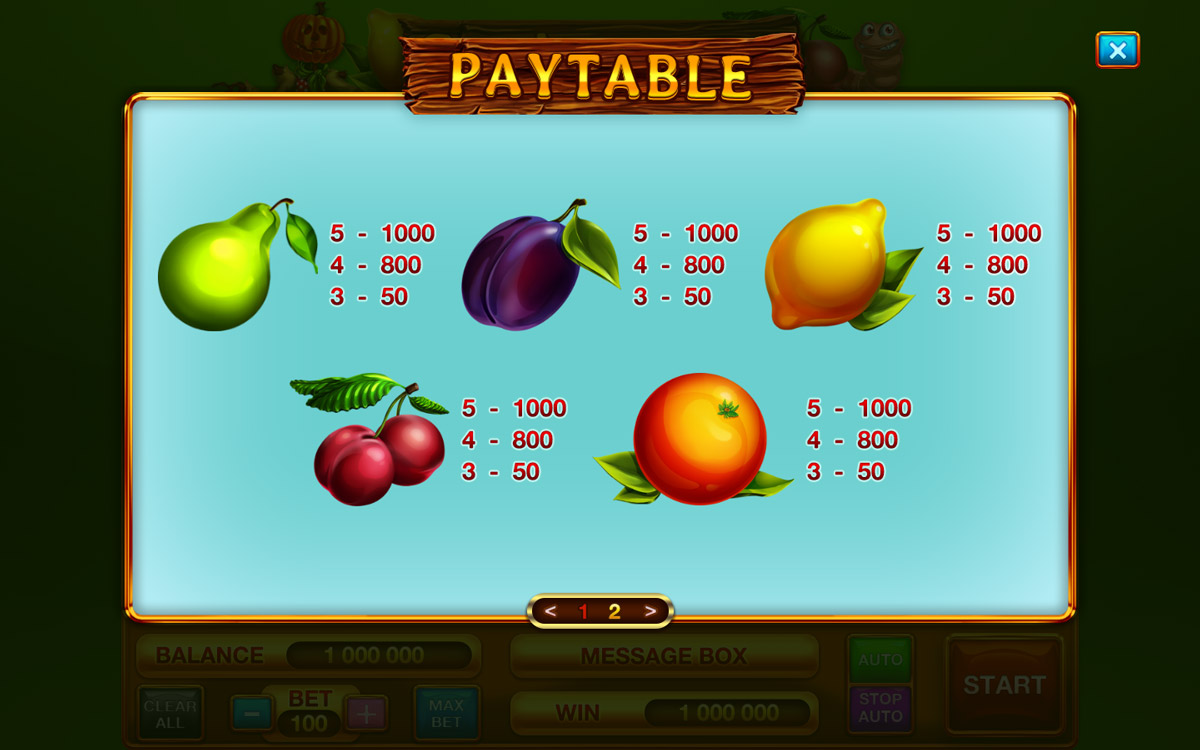 Garden Cross paytable