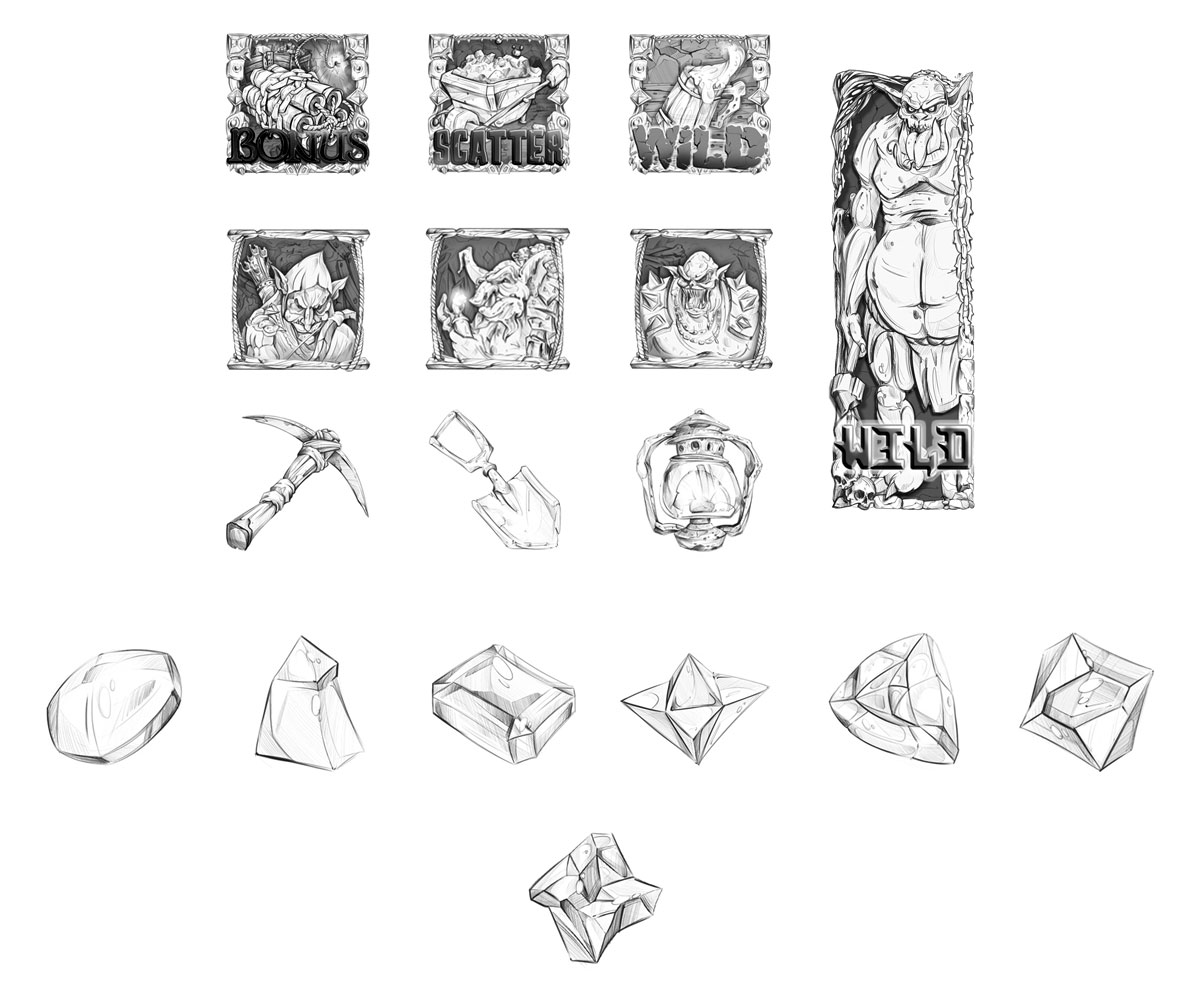 Goblin Mine symbols sketches
