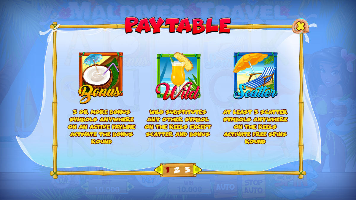 Maldives Travel paytable