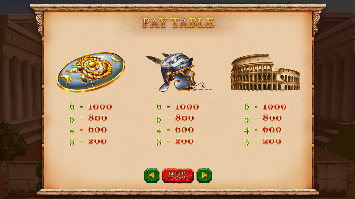 Roman Goddesses paytable
