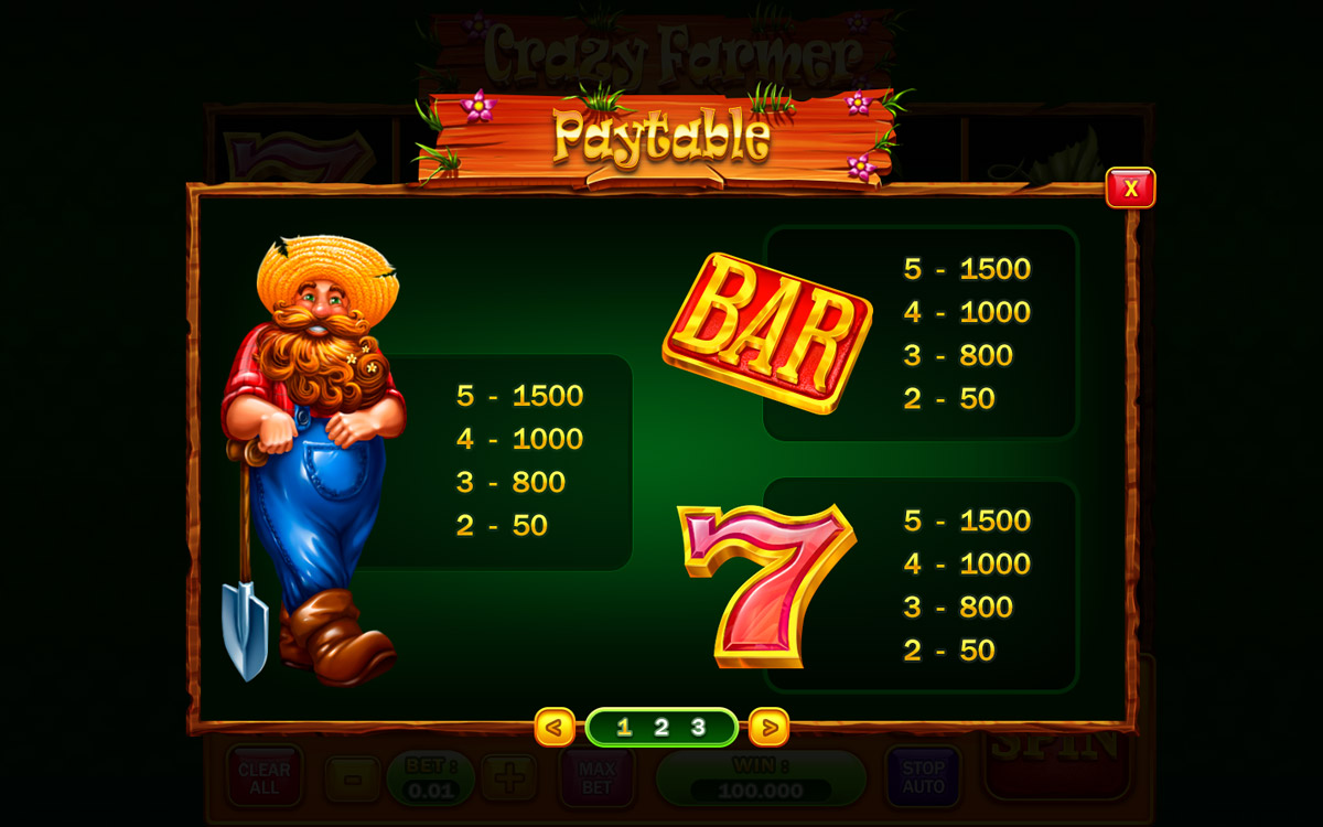 crazy farmer paytable