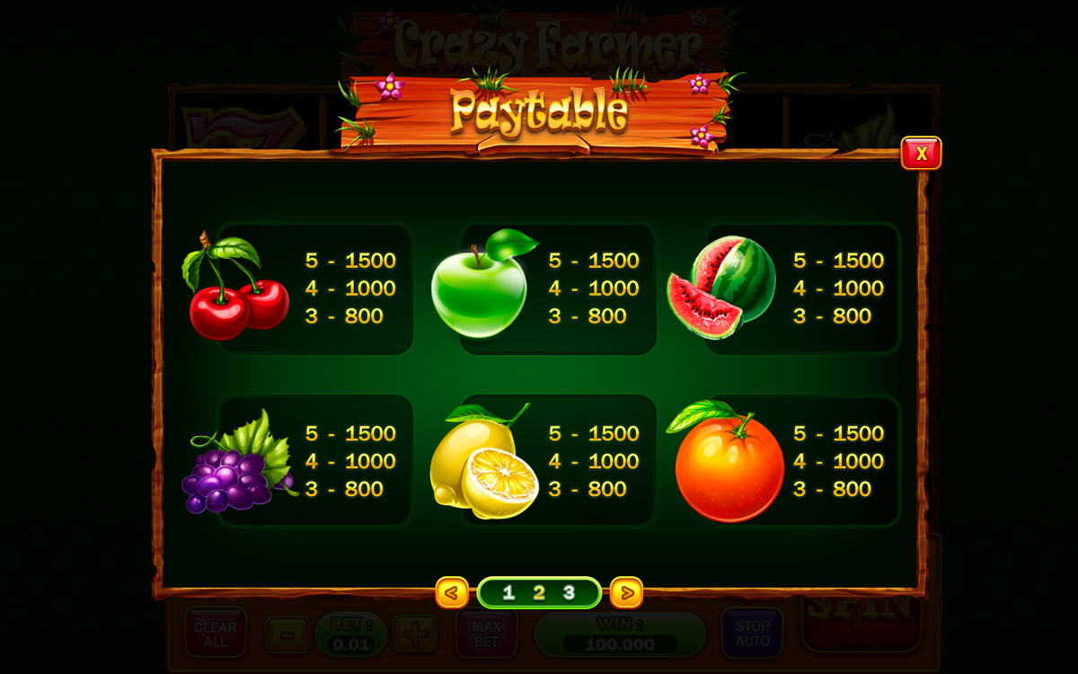 crazy farmer paytable