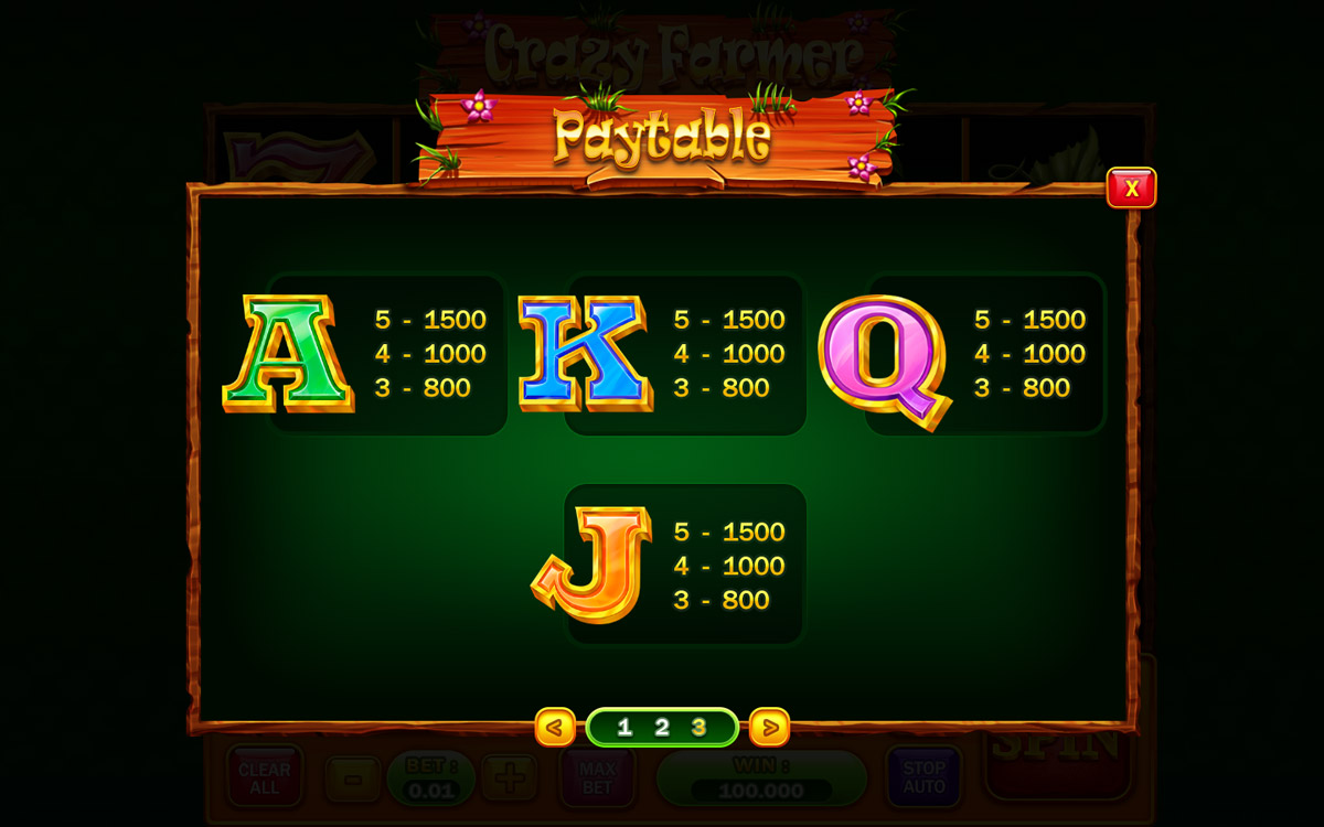 crazy farmer paytable