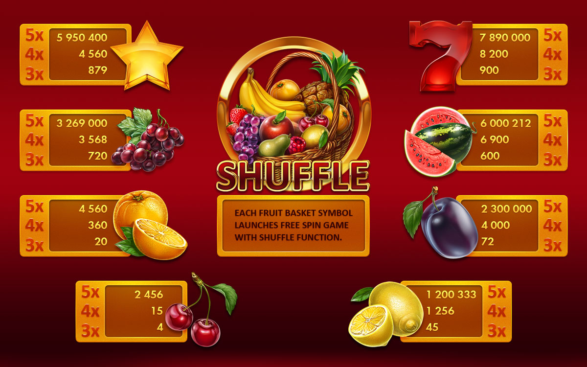 shuffle cross paytable