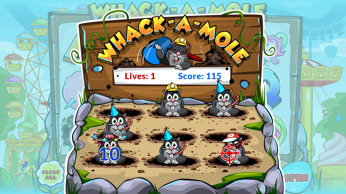whack a mole bonus game