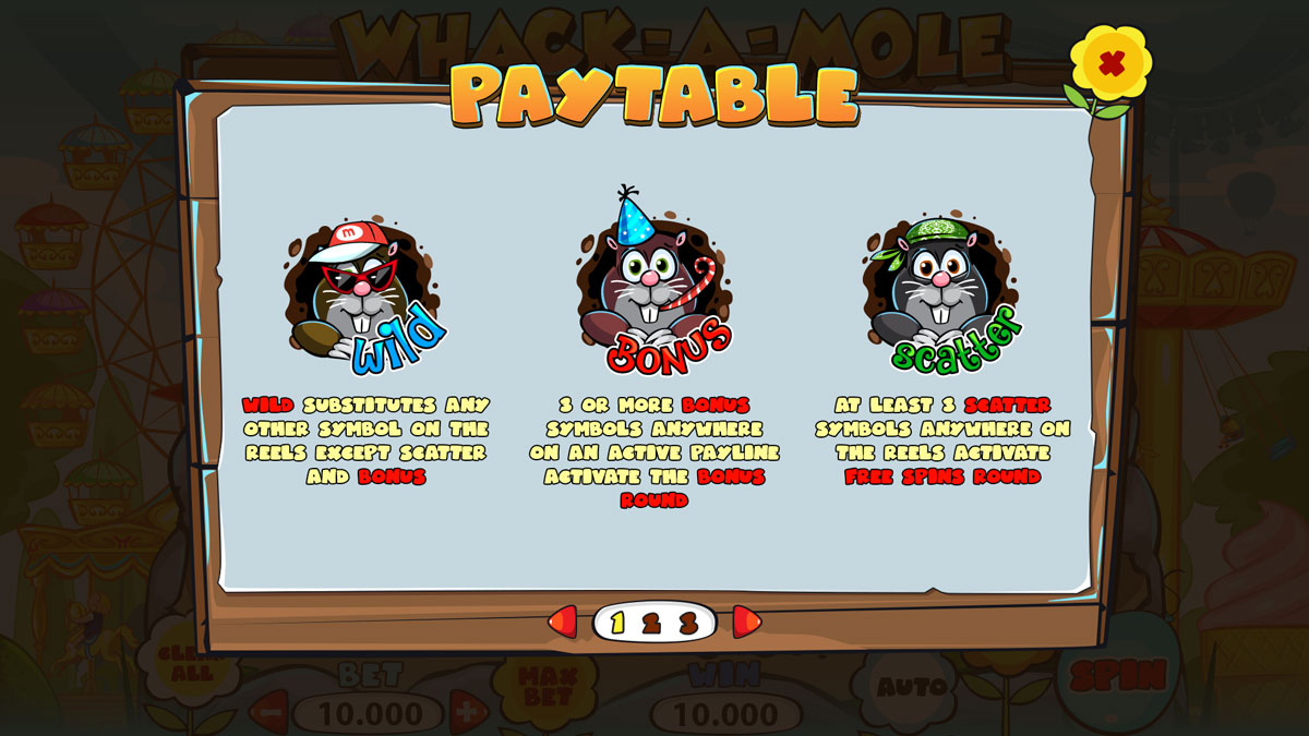 whack a mole paytable